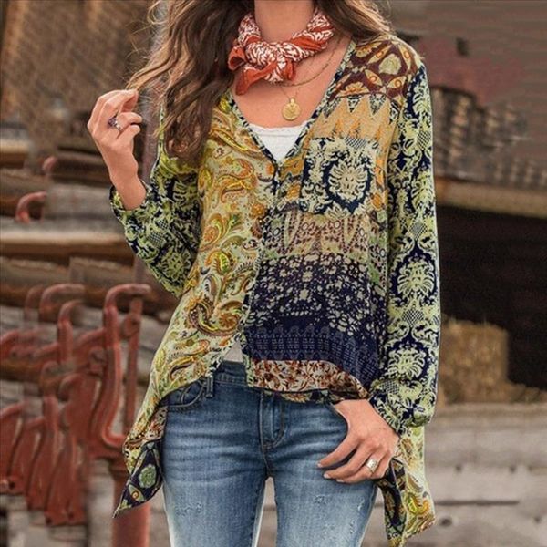 38 women blouse vintage ethnic style womens and blouses v neck long sleeve print blouse loose unregular shirts, White
38 women blouse vintage ethnic style womens and blouses v neck long sleeve print blouse loose unregular shirts, White