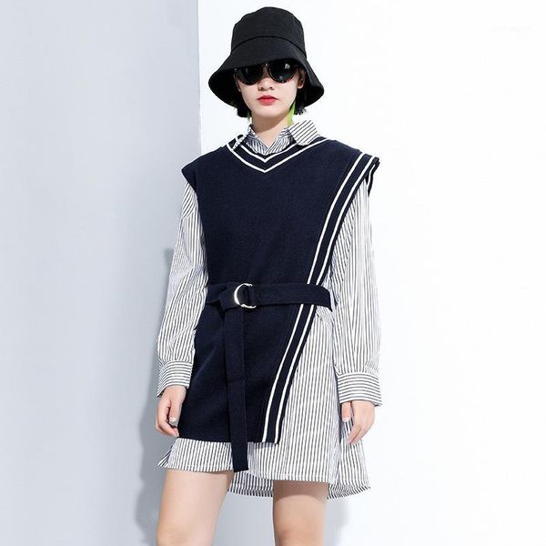 fall 2020 women long sleeve stripe shirt two piece set trendy plus size female streetwear fashion blouse and vest coat outfit1, White
fall 2020 women long sleeve stripe shirt two piece set trendy plus size female streetwear fashion blouse and vest coat outfit1, White