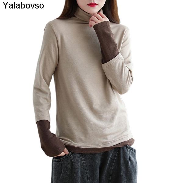 new autumn winter color contrast t shirts stitching high collar long sleeve t-shirt vintage retro show thin bottoming tees, White;black
new autumn winter color contrast t shirts stitching high collar long sleeve t-shirt vintage retro show thin bottoming tees, White;black