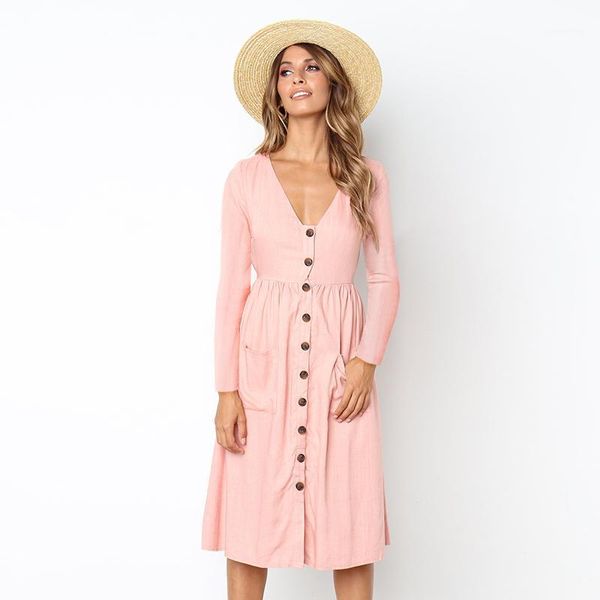 dress women autumn a-line cotton linen v-neck button solid woman dress wild pocket long sleeve knee-length female robe vestidos1, Black;gray
dress women autumn a-line cotton linen v-neck button solid woman dress wild pocket long sleeve knee-length female robe vestidos1, Black;gray