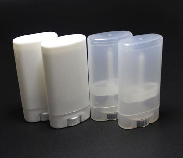 Factory Price Balm 15ml Plastic Empty Oval Deodorant Containers Clear White Lipstick Fashion Cool Lip Tubes