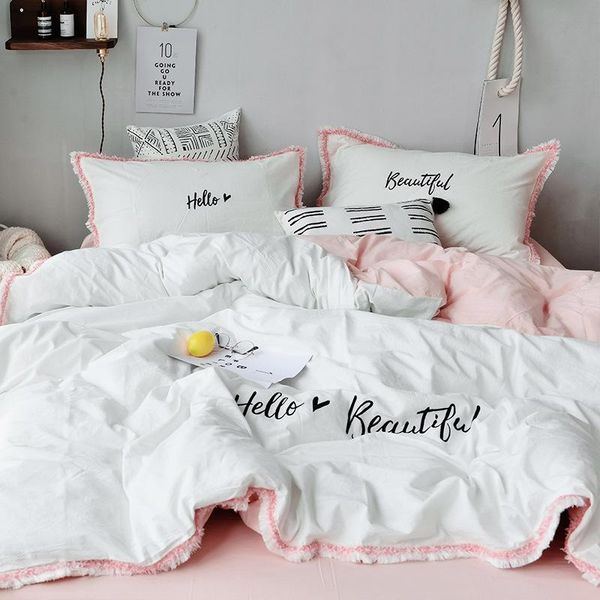 bedding sets nordic simple embroidery washed cotton four-piece set tassel solid color american princess style
bedding sets nordic simple embroidery washed cotton four-piece set tassel solid color american princess style
