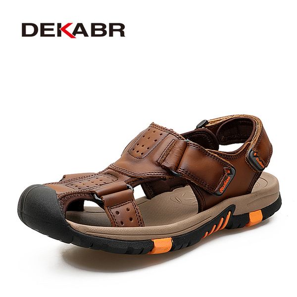 dekabr brand men genuine leather sandals fashion slippers male breathable summer beach shoes sandals casual men shoes size 38~45 t200420, Black 
dekabr brand men genuine leather sandals fashion slippers male breathable summer beach shoes sandals casual men shoes size 38~45 t200420, Black