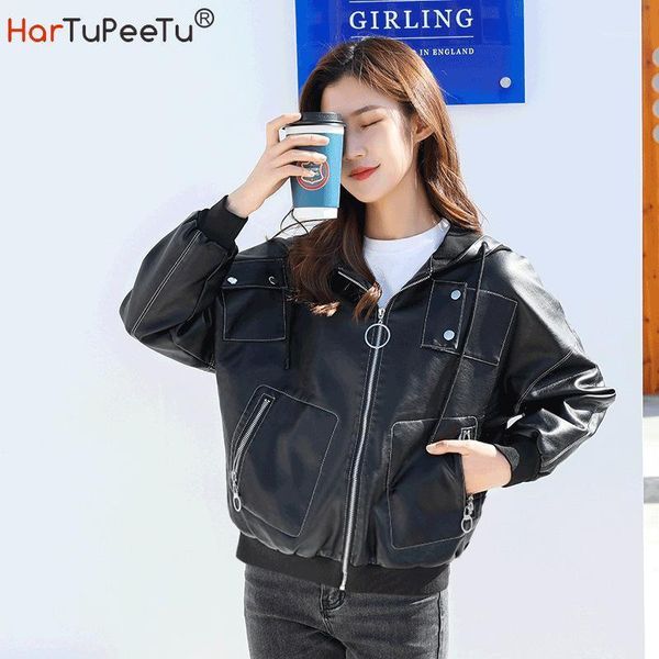 winter girls pu leather jacket motorcycle oversized boyfriend korean style female faux coat zipper fleece lining black outwear1 
winter girls pu leather jacket motorcycle oversized boyfriend korean style female faux coat zipper fleece lining black outwear1