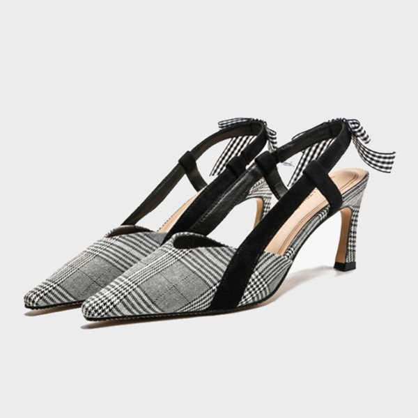 sandals for summer small pointed toe plaid fashion high-heeled bow knot women's all-match almond shoes women, Black
sandals for summer small pointed toe plaid fashion high-heeled bow knot women's all-match almond shoes women, Black