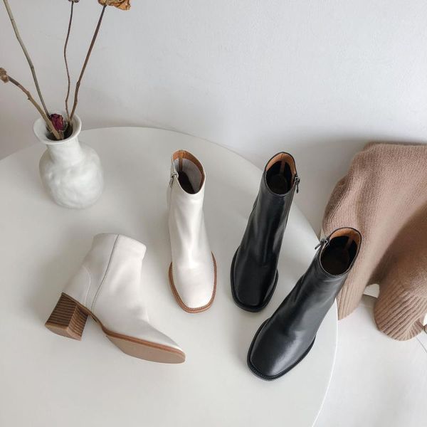 boots bright2021 autumn and winter work cowhide thi high heel shoes white square toe short women's fashion boots1, Black
boots bright2021 autumn and winter work cowhide thi high heel shoes white square toe short women's fashion boots1, Black