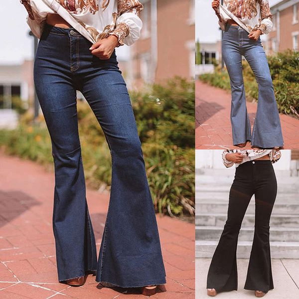 autumn and winter style women's fashion high waist elastic show thin loose flared pants new jeans women, Blue
autumn and winter style women's fashion high waist elastic show thin loose flared pants new jeans women, Blue