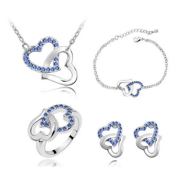 18k white gold plated austrian crystal double heart necklace earrings ring bracelet jewelry set wedding jewelry for women bride nice iziou, Slivery;golden
18k white gold plated austrian crystal double heart necklace earrings ring bracelet jewelry set wedding jewelry for women bride nice iziou, Slivery;golden