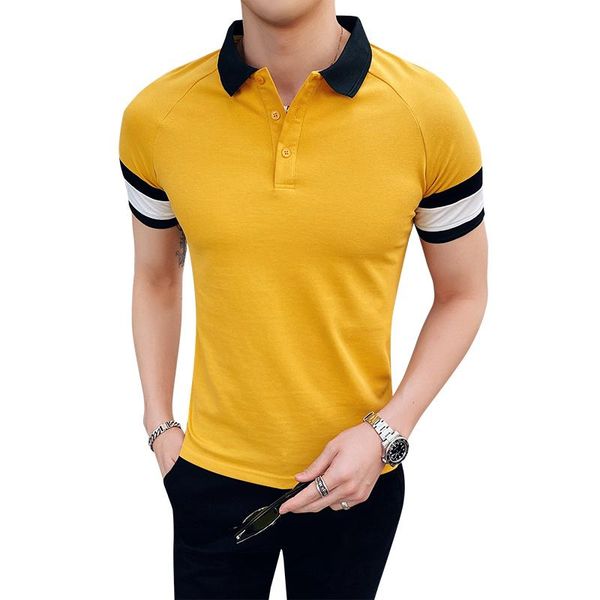 men's polos summer 2021 short-sleeved shirt color matching british styleslim t-shirt cotton lapel fashion, White;black
men's polos summer 2021 short-sleeved shirt color matching british styleslim t-shirt cotton lapel fashion, White;black