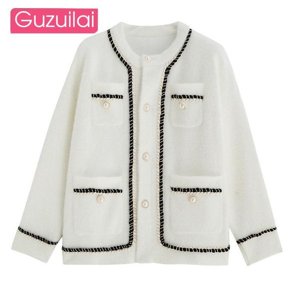 guzuilai gentle temperament autumn and winter new women's mink fleece sweater coat fashion lazy style korean knitted cardigan, White
guzuilai gentle temperament autumn and winter new women's mink fleece sweater coat fashion lazy style korean knitted cardigan, White