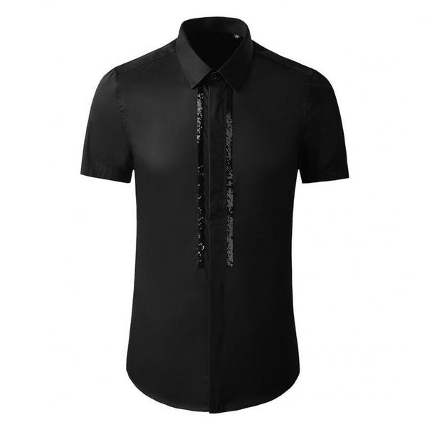 men's casual shirts 2021 bead embroidered man luxury short sleeve solid color male camisa masculina slim fit mens dress shirt, White;black
men's casual shirts 2021 bead embroidered man luxury short sleeve solid color male camisa masculina slim fit mens dress shirt, White;black