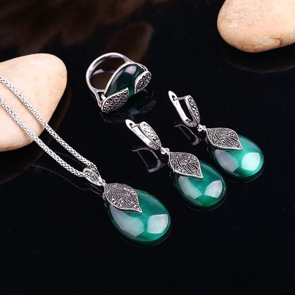 seelsets natural stone jewellery vintage silver color green opal jewelry set women water drop shape pendant necklace sets
seelsets natural stone jewellery vintage silver color green opal jewelry set women water drop shape pendant necklace sets