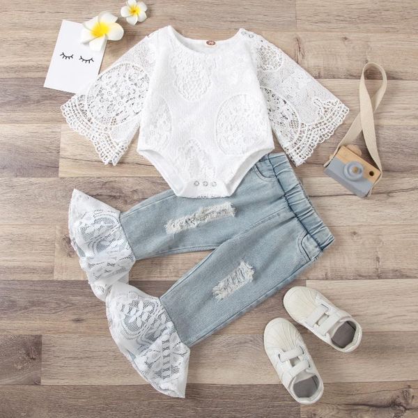 clothing sets girls ripped jeans suit solid color crew neck short sleeve mesh and long pants 2-piece, White
clothing sets girls ripped jeans suit solid color crew neck short sleeve mesh and long pants 2-piece, White