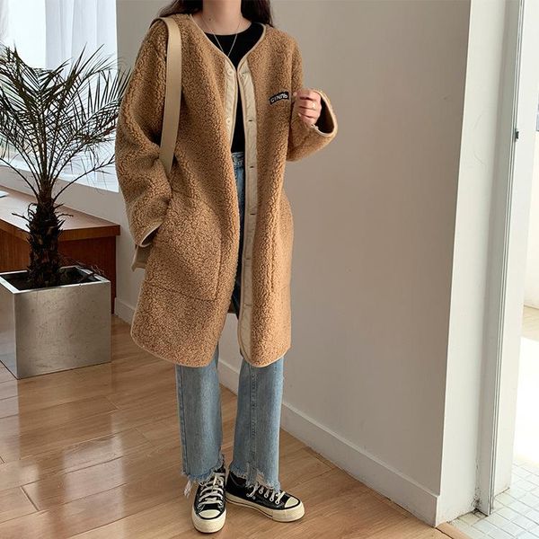 lamb wool cardigan coat for women 2020 autumn and winter chic simple round neck single-breasted loose mid-length thickened cotto, Black;brown
lamb wool cardigan coat for women 2020 autumn and winter chic simple round neck single-breasted loose mid-length thickened cotto, Black;brown