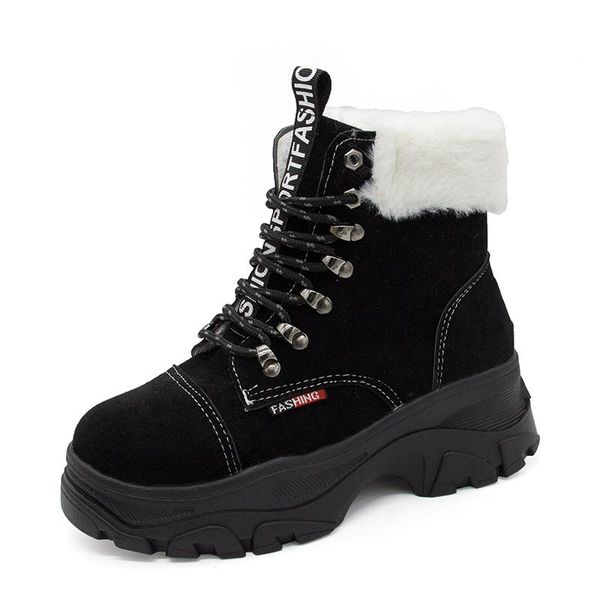 boots 2021 flock fur women's suede ankle female women snow flat lace up winter platform ladies warm shoes, Black
boots 2021 flock fur women's suede ankle female women snow flat lace up winter platform ladies warm shoes, Black