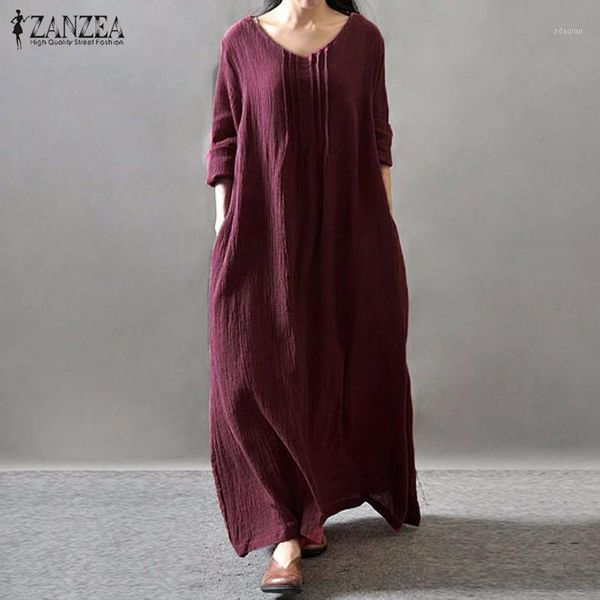 casual dresses zanzea women dress 2021 autumn v neck long sleeve floor-length loose solid maxi vestidos plus size s-5xl1, Black;gray
casual dresses zanzea women dress 2021 autumn v neck long sleeve floor-length loose solid maxi vestidos plus size s-5xl1, Black;gray