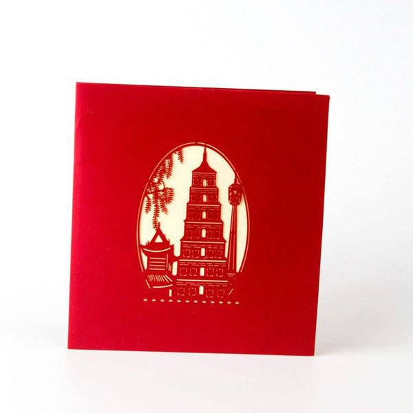 

3d laser cut handmade carving xi'an city paper invitation greeting cards postcard business creative gift souvenir collection wmtajj