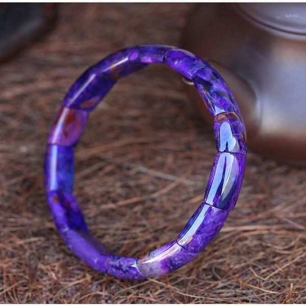 christmas 10x13mm south african natural sugilite stone fashion rectangle beads jewelry women female charm stretch bracelet1, Black