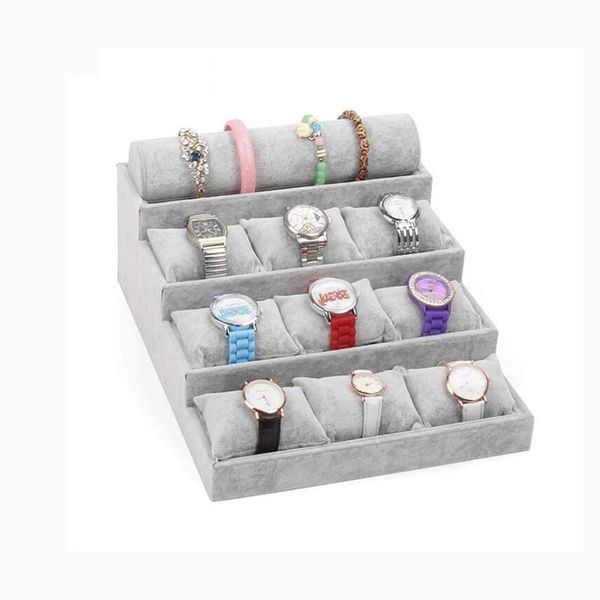 мода серая бархатная ювелирная лоток ювелирных лотков драгоценные изделия коробки для хранения часы держатель ожерелье кольцо серьги серьги, Pink;blue 
мода серая бархатная ювелирная лоток ювелирных лотков драгоценные изделия коробки для хранения часы держатель ожерелье кольцо серьги серьги, Pink;blue