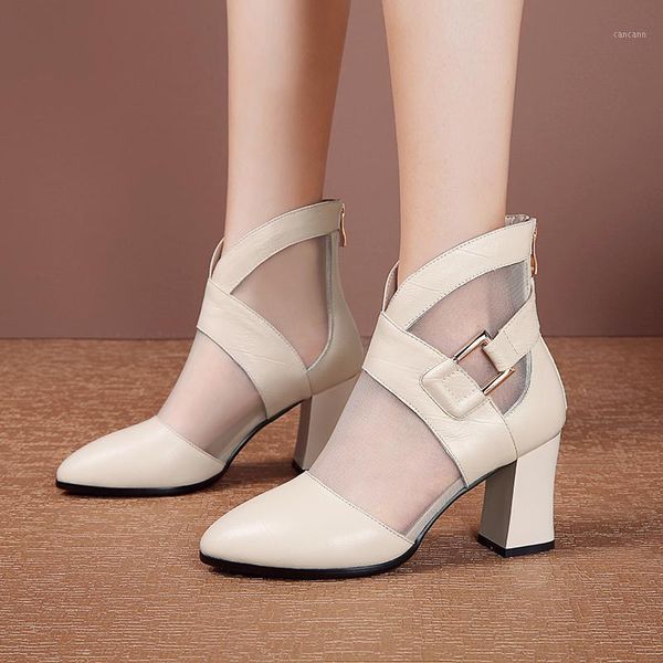 women high heeled summer boots pointed toe thick heel genuine leather buckle mesh ankle boot black spring/autumn shoes for woman1
women high heeled summer boots pointed toe thick heel genuine leather buckle mesh ankle boot black spring/autumn shoes for woman1