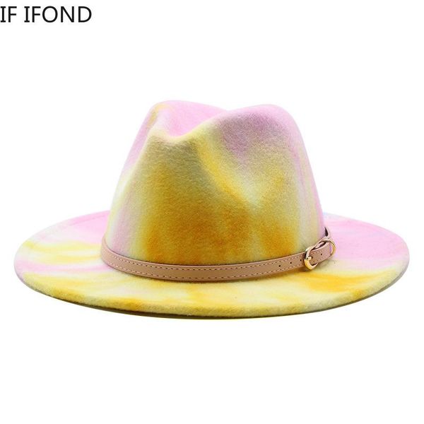 2021 Tie-dye Printing Women hat Wool Felt Fedora Wide Brim Ladies Top Hats Panama Gentleman Elegant Jazz Caps, Blue;gray
2021 Tie-dye Printing Women hat Wool Felt Fedora Wide Brim Ladies Top Hats Panama Gentleman Elegant Jazz Caps, Blue;gray