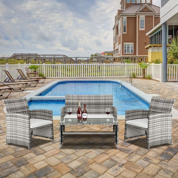 4 pc rattan patio furniture set garden lawn sofa chioned seat outdoor wicker sofa set new
4 pc rattan patio furniture set garden lawn sofa chioned seat outdoor wicker sofa set new