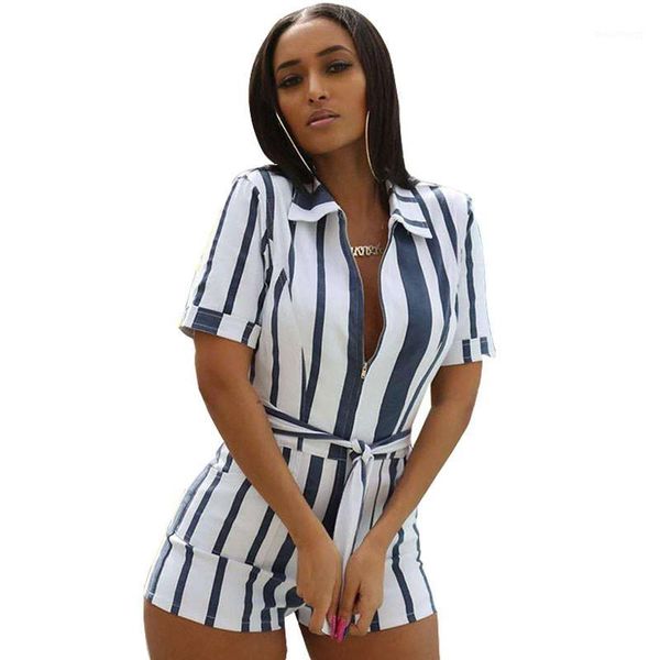 plus size striped playsuits shorts jumpsuit women front zipper turn down collar short sleeve casual romper summer overalls belt1, Black;white
plus size striped playsuits shorts jumpsuit women front zipper turn down collar short sleeve casual romper summer overalls belt1, Black;white