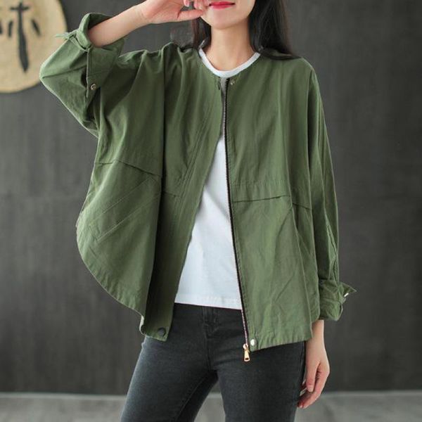 qpfjqd autumn spring female o-neck zipper long sleeve coats solid color 2021 casual loose women casual jackets, Black;brown
qpfjqd autumn spring female o-neck zipper long sleeve coats solid color 2021 casual loose women casual jackets, Black;brown