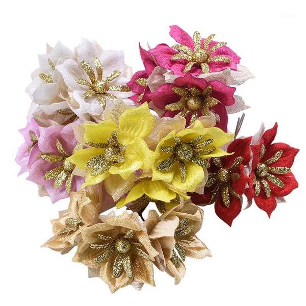 6/15pc shiny glitter artificial flower bouquet gold red gardenia silk flowers for home garden wedding party decoration diy craft1
6/15pc shiny glitter artificial flower bouquet gold red gardenia silk flowers for home garden wedding party decoration diy craft1