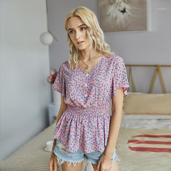 2020 summer slim and thin floral small fresh short-sleeved female temperament simple v-neck button simple short-sleeved female1, White
2020 summer slim and thin floral small fresh short-sleeved female temperament simple v-neck button simple short-sleeved female1, White