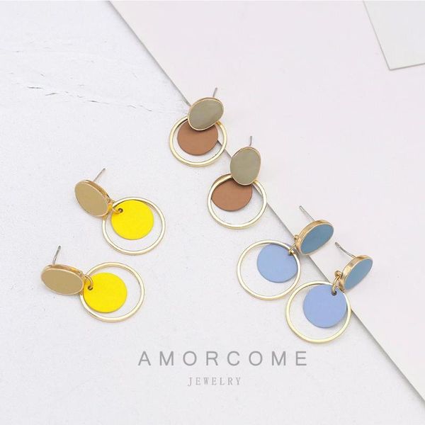 dangle & chandelier amorcome simple hit color double round drop earrings for women enamel blue yellow geometric metal statement winter, Silver
dangle & chandelier amorcome simple hit color double round drop earrings for women enamel blue yellow geometric metal statement winter, Silver
