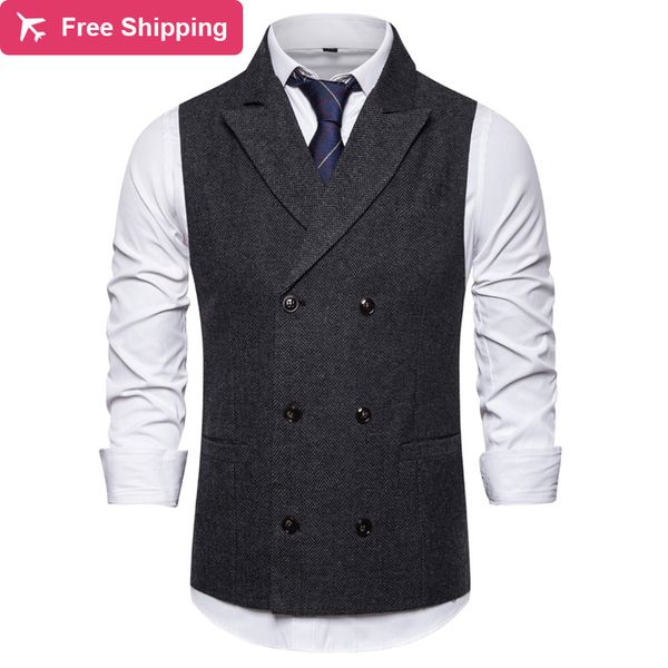 2021 new double male breasted vests sleeveless men suit vintage blazers formal vest chaleco wedding babt, Black;white
2021 new double male breasted vests sleeveless men suit vintage blazers formal vest chaleco wedding babt, Black;white