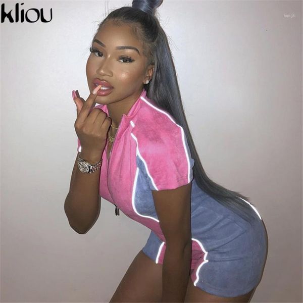 kliou women sell reflective stripe patchwork playsuit 2020 short sleeve zipper turtleneck rompers female casual bodysuit1, Black;white
kliou women sell reflective stripe patchwork playsuit 2020 short sleeve zipper turtleneck rompers female casual bodysuit1, Black;white
