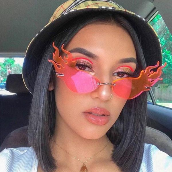 women vintage trend lens big eye sunglasses cool brand luxury women rimless cat for men clear shades designer glasses vvltd, White;black
women vintage trend lens big eye sunglasses cool brand luxury women rimless cat for men clear shades designer glasses vvltd, White;black