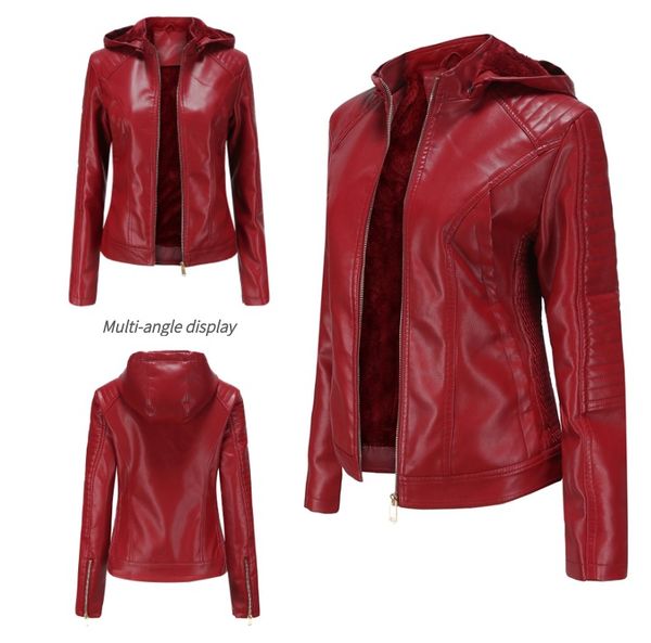 leather streetwear women autumn and winter women's fashion polyesterdetachable hooded leather jacket plus fleece warm jacket, Black
leather streetwear women autumn and winter women's fashion polyesterdetachable hooded leather jacket plus fleece warm jacket, Black
