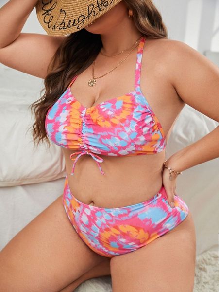 plus tie dye tie front bikini swimsuit c88q#, Black
plus tie dye tie front bikini swimsuit c88q#, Black