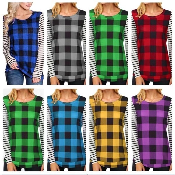 womens plaid patchwork blouses designers t-shirt long sleeve pullover hoodie striped checkered t shirt sweat shirt outfits g11205, White
womens plaid patchwork blouses designers t-shirt long sleeve pullover hoodie striped checkered t shirt sweat shirt outfits g11205, White