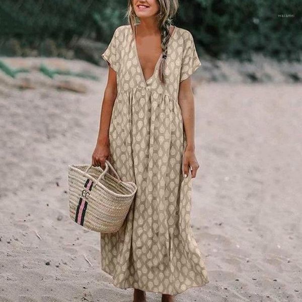 women long maxi dress 2019 summer dot print boho beach dress short sleeve v-neck party tunic vestidos plus size1, Black;gray
women long maxi dress 2019 summer dot print boho beach dress short sleeve v-neck party tunic vestidos plus size1, Black;gray