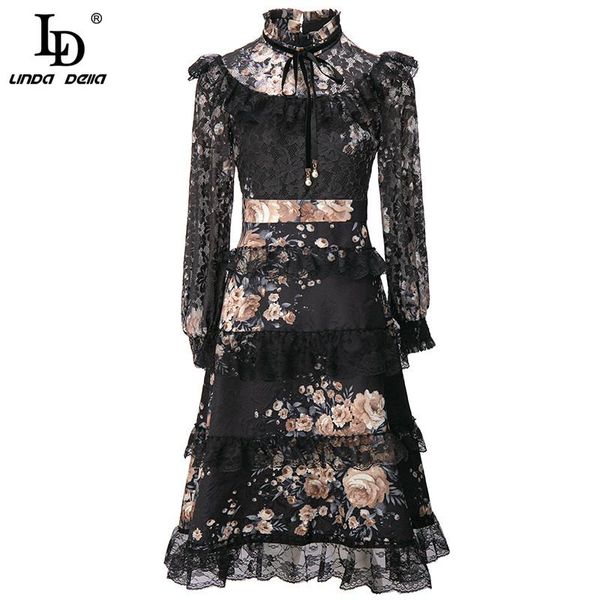 ld linda della fashion runway autumn dress women long sleeve lace patchwork ruffles hollow embroidery vintage knee-length dress, Black;gray
ld linda della fashion runway autumn dress women long sleeve lace patchwork ruffles hollow embroidery vintage knee-length dress, Black;gray