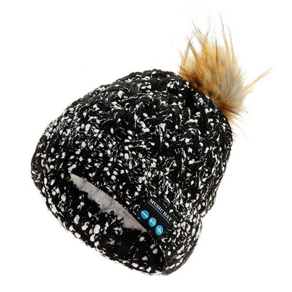 Adults Headphone Speaker Elastic Skullies Outdoor Bluetooth Music Soft Stereo Knitted Warm Plush Winter Beanie Hat Fashion