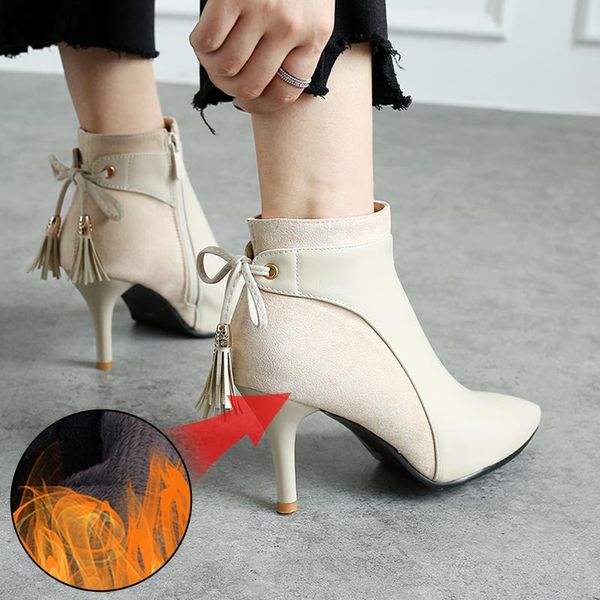 plus size 34-46 autumn winter fashion women tassel boots high heels women ankle boots pointed toe zapatos de mujer zipper, Black
plus size 34-46 autumn winter fashion women tassel boots high heels women ankle boots pointed toe zapatos de mujer zipper, Black