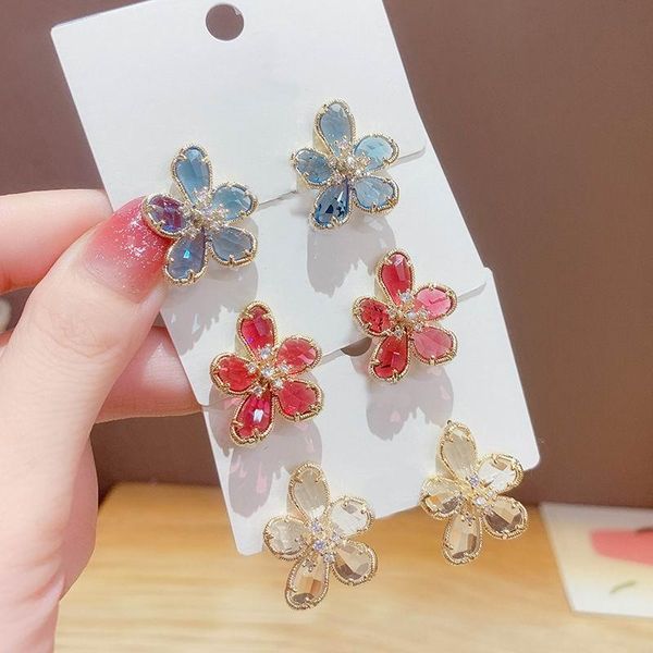 luxury big crystal transparent flower earrings for women 2020 new jewelry chic pendientes red gifts, Silver 
luxury big crystal transparent flower earrings for women 2020 new jewelry chic pendientes red gifts, Silver