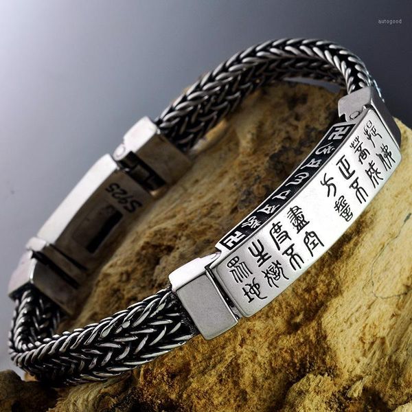 link, chain real 925 sterling silver men's bracelet personalized six-word mantra buddhist jewelry hand-knitted thai retro bracelet1, Black
link, chain real 925 sterling silver men's bracelet personalized six-word mantra buddhist jewelry hand-knitted thai retro bracelet1, Black