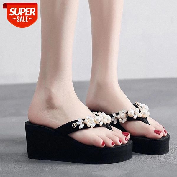 female slippers design pearl flip flops platform slides for women summer korean beach sandals soft wedge slippers #ao6m, Black
female slippers design pearl flip flops platform slides for women summer korean beach sandals soft wedge slippers #ao6m, Black