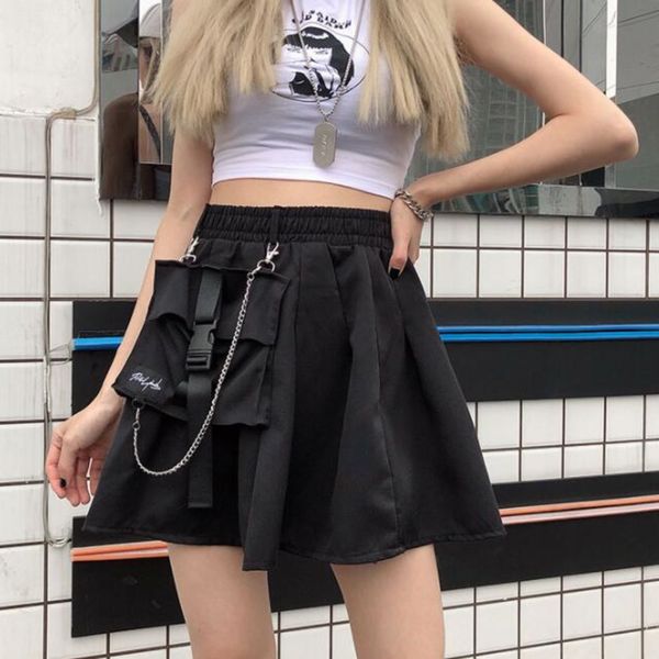 big pocket grey women a-line skirt streetwear high waist chain mini skirt punk hip-hop harajuku skirts womens casual short skirt q1209, Black
big pocket grey women a-line skirt streetwear high waist chain mini skirt punk hip-hop harajuku skirts womens casual short skirt q1209, Black