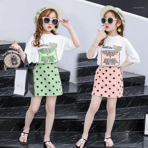 summer girls 2 pcs set baby tee shirt + skirt kids suit children fashion clothes streewear letter print dot ins 4 to 14 yrs1, White
summer girls 2 pcs set baby tee shirt + skirt kids suit children fashion clothes streewear letter print dot ins 4 to 14 yrs1, White