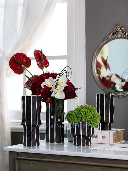 creative ceramics vase black and white stripes flower arrangement accessories modern home living room deskdecoration
creative ceramics vase black and white stripes flower arrangement accessories modern home living room deskdecoration