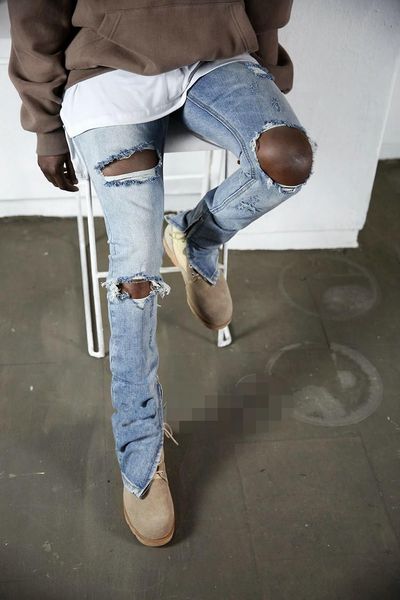 men's jeans for men, ripped with zipper at the bottom, slim high street hip hop pencil pants big size, Blue
men's jeans for men, ripped with zipper at the bottom, slim high street hip hop pencil pants big size, Blue