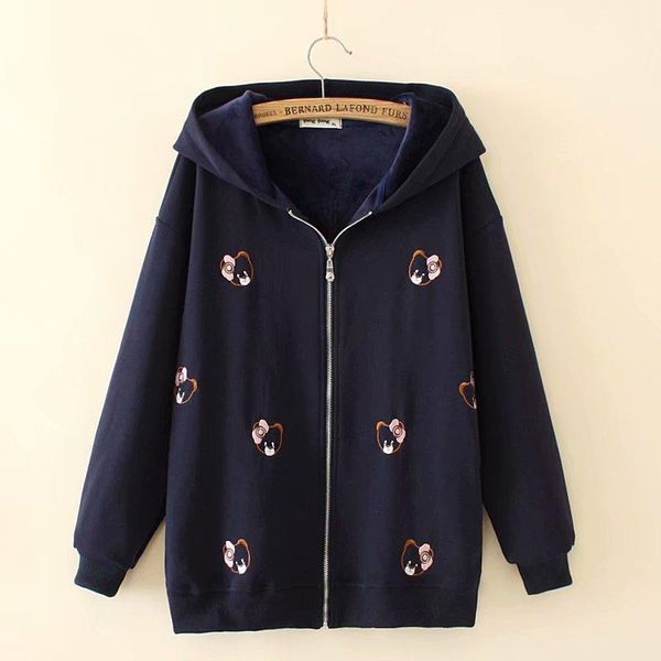 plus size hooded fleece embroidery cotton women loose zip-up sweatshirts 2020 new winter casual ladies hoodies navy silver 1, Black
plus size hooded fleece embroidery cotton women loose zip-up sweatshirts 2020 new winter casual ladies hoodies navy silver 1, Black