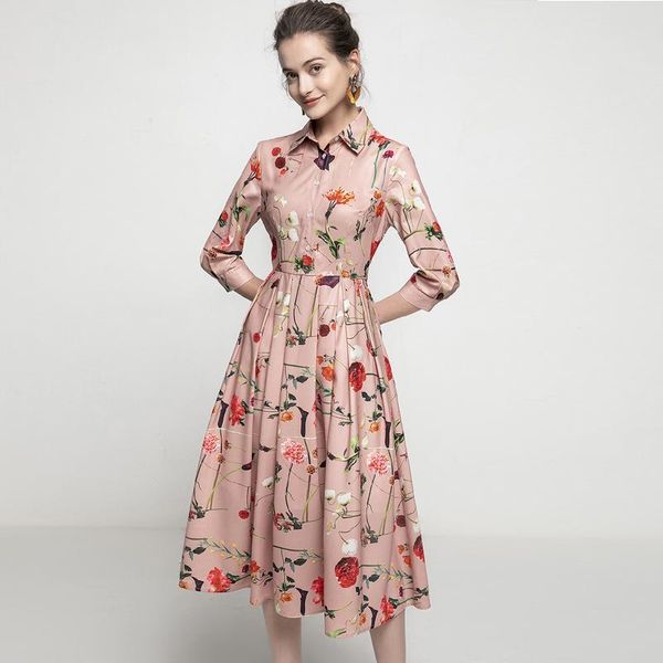 plus size xl 2021 spring women pleated dress fashion turn down collar flowers printed mid calf dresses, Black;gray
plus size xl 2021 spring women pleated dress fashion turn down collar flowers printed mid calf dresses, Black;gray